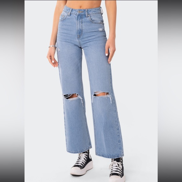 Edikted Lori High-Rise Wide Leg Jeans XS - Picture 2 of 9